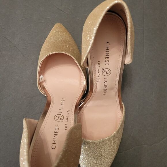 BRAND NEW CHINESE LAUNDRY POINTED TOE GOLD  SHIMMER GLITTER SHOES - Picture 9 of 16